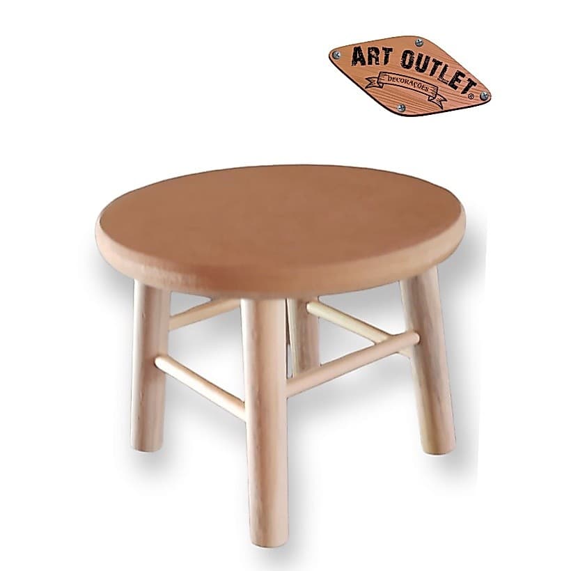 Kit de 3 Banquinhos Grandes 16 cm Altura MDF com Pés de Madeira Reforçados