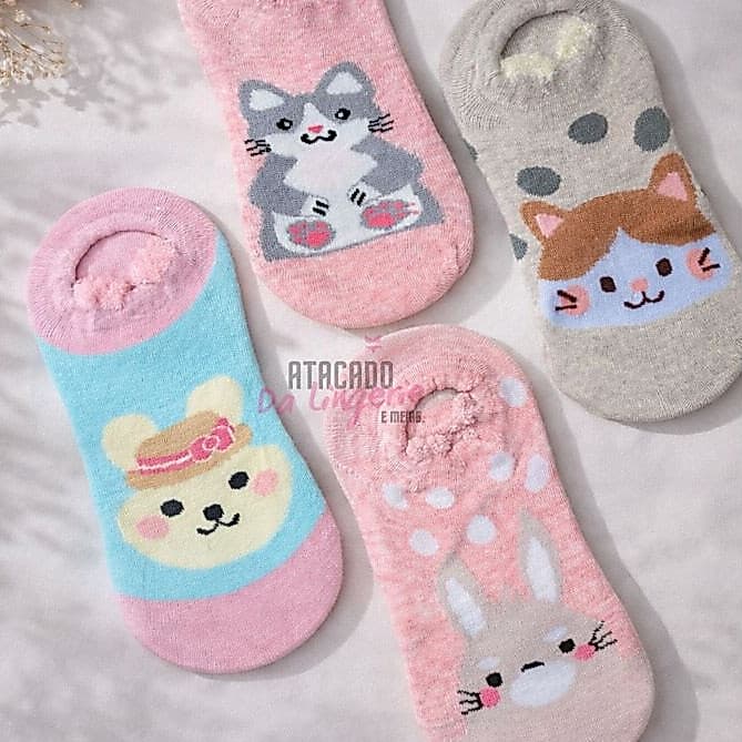 Kit 3 Pares Meia Infantil Sapatilha Cano Curto Menina ou Menino Kids Nice Cotton Invisível Conforto