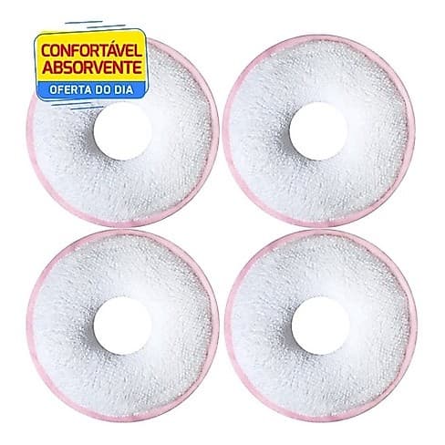 Kit 4 Rosquinhas De Amamentação Absorventes Seios Lavável Macio Maternidade