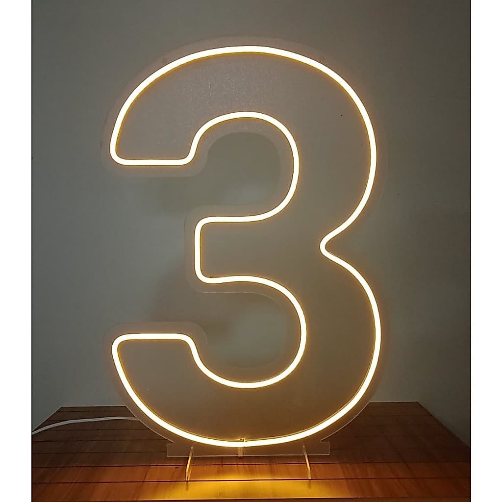 Painel Led Neon Números 0 a 9 Acrílico Cristal 50cm Altura com base para ficar em pé (atenção valor se refere a unidade)