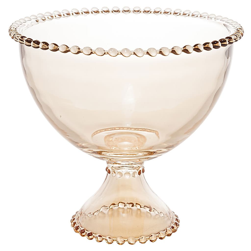 Bowl com Pé de Cristal Pearl Bolinha Ambar 21 x 19cm