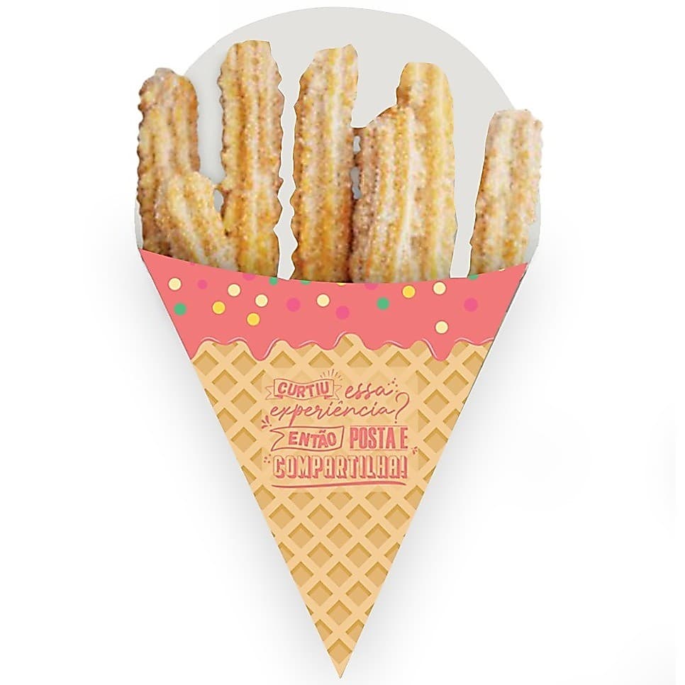 Caixa Caixinha Embalagem Cone Mini Churros Ou Espanhol - 50 unidades