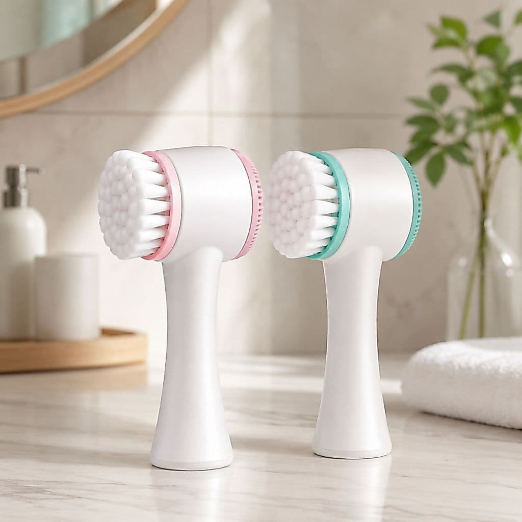 Escova Facial Dupla Face Massageadora Esfoliante De Silicone Limpeza De Pele Profunda Poros E Cravos Macia