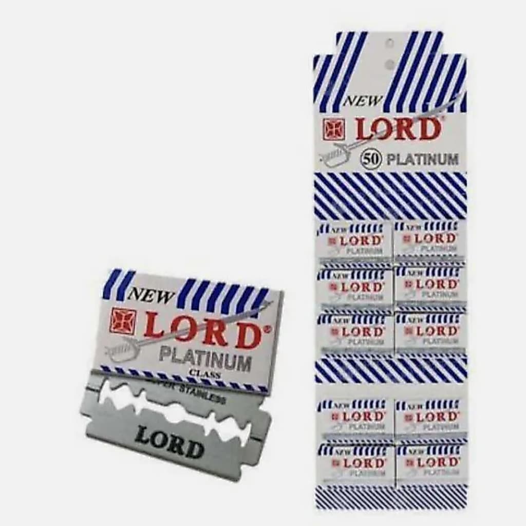 Kit com 500 Lâminas de Barbear Lord Platinum – 10 Cartelas com 50 Lâminas Cada