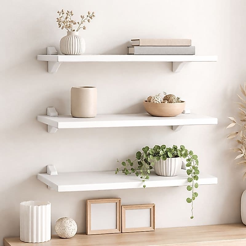 Kit 3 Prateleiras Decorativa Branca MDF 15mm com Suporte Tucano Decoração Casa Organizador Promoção