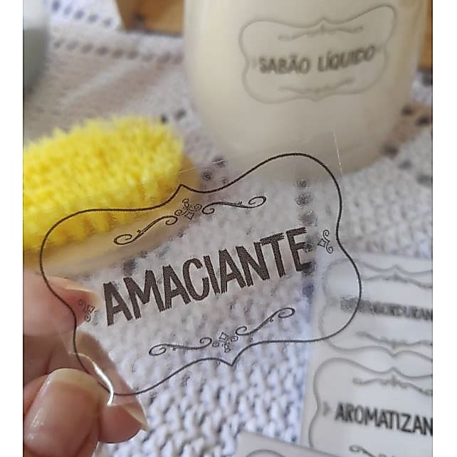 Kit 24 Etiquetas Adesivo Rótulo para Produtos de Limpeza Lavanderia 7x4cm