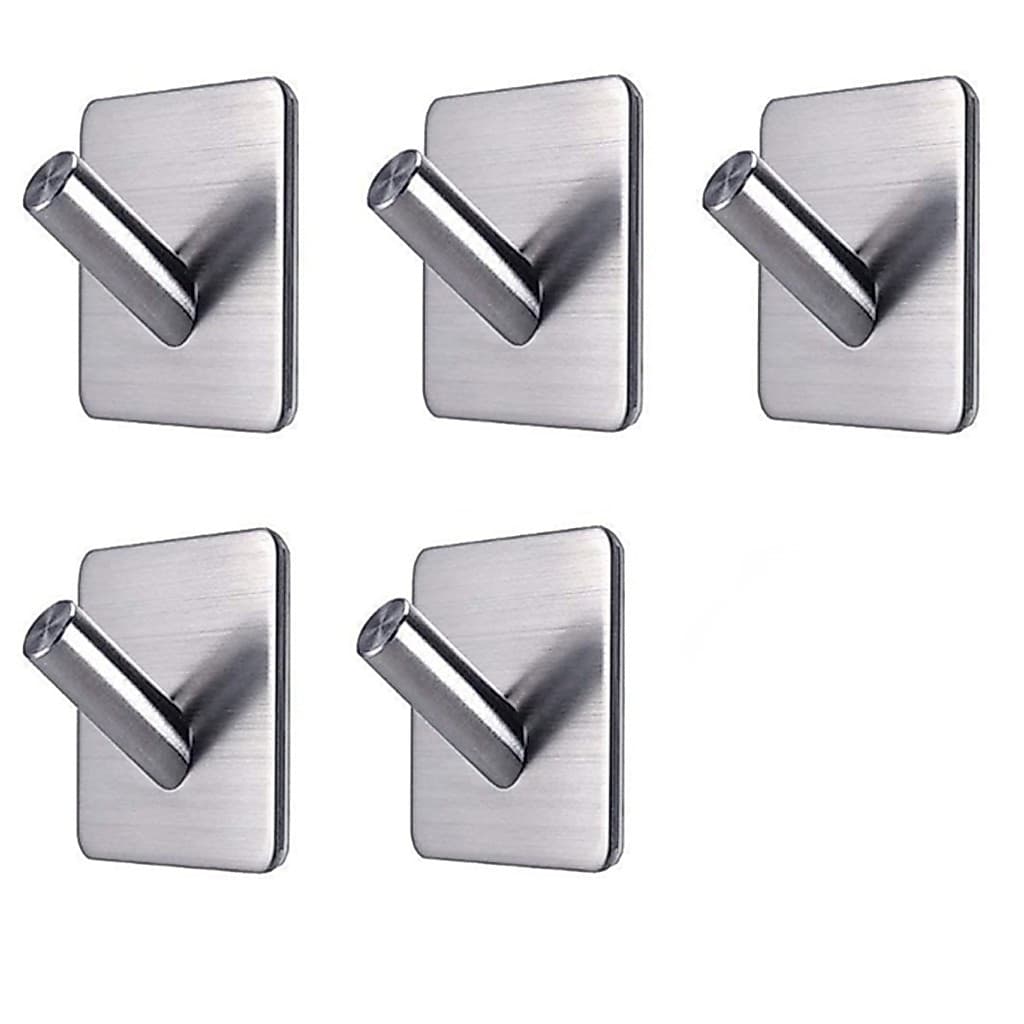 Kit 5 Ganchos De Toalha Adesivos Aço Cabides De Parede Luxo