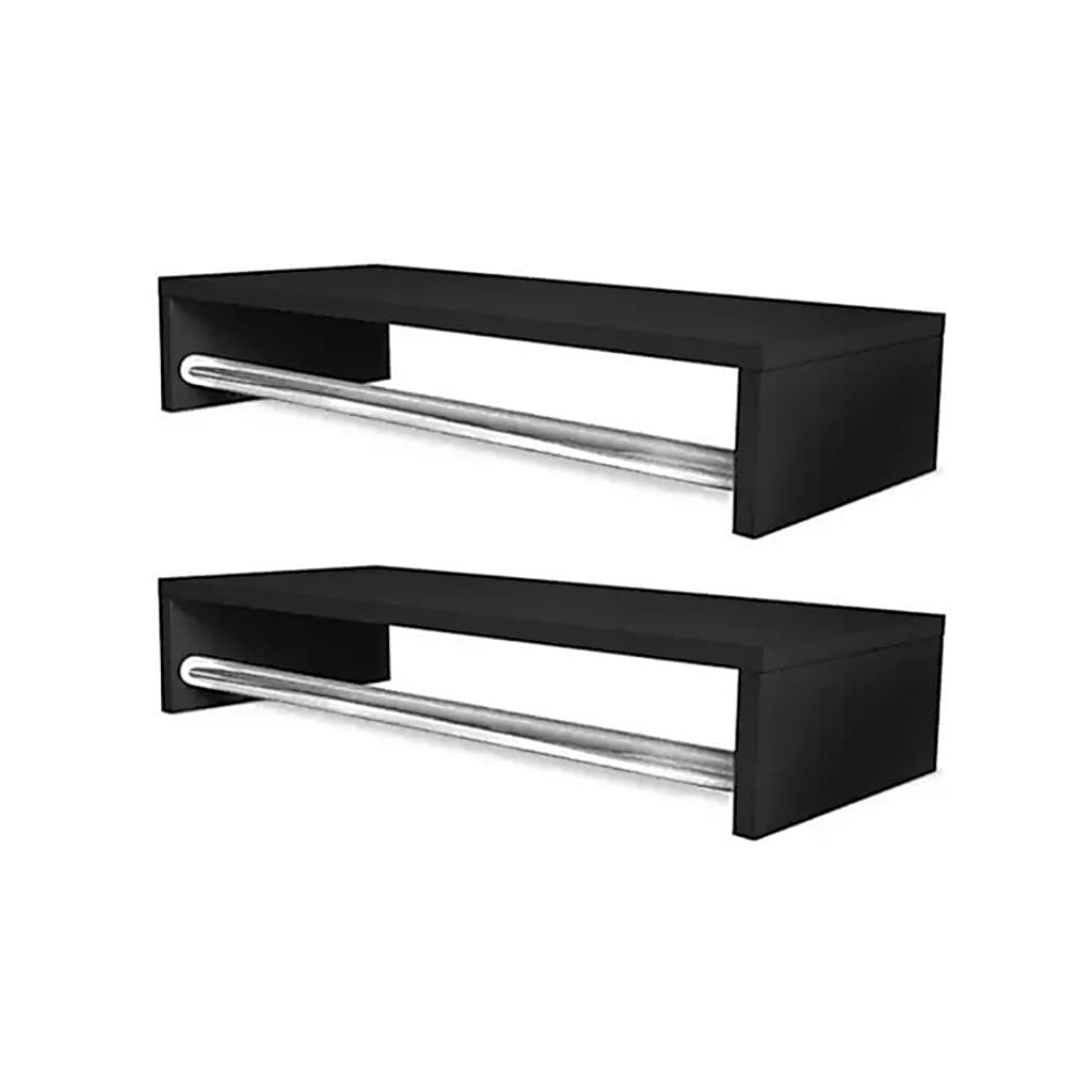 Cabideiro de Parede Closet Arara de Roupas Quarto Preto/Branco
