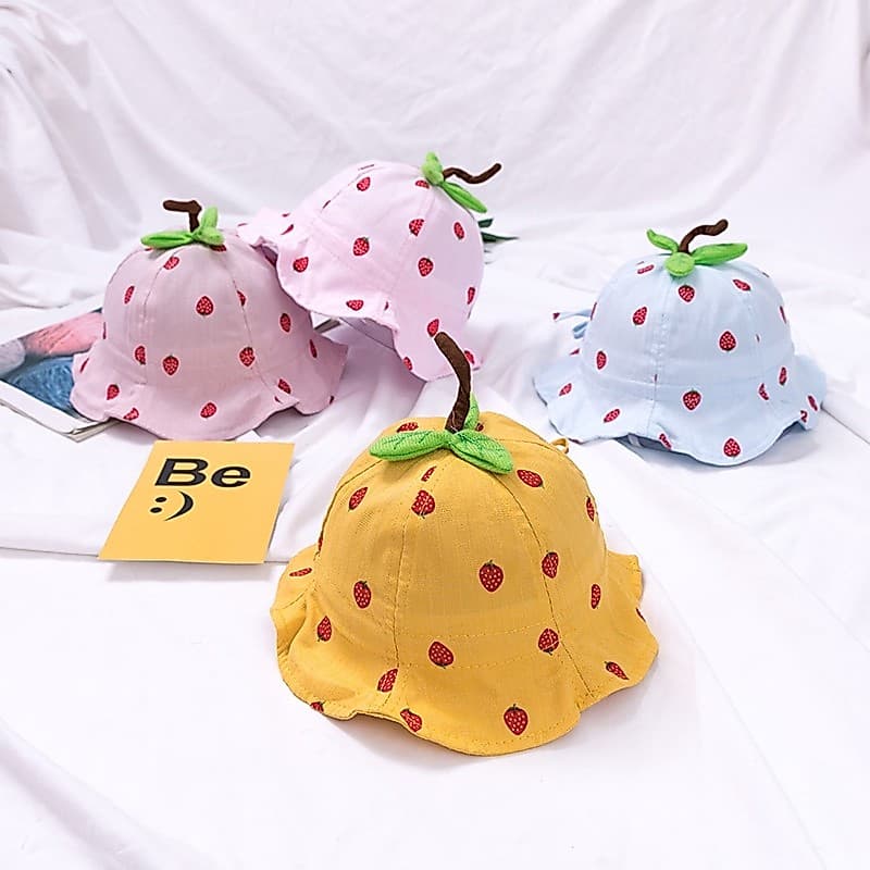Chapéu De Morango Fofo Verão Baby Girl Boy Balde Criança Toddler Praia Exterior Panamá Sol Kids