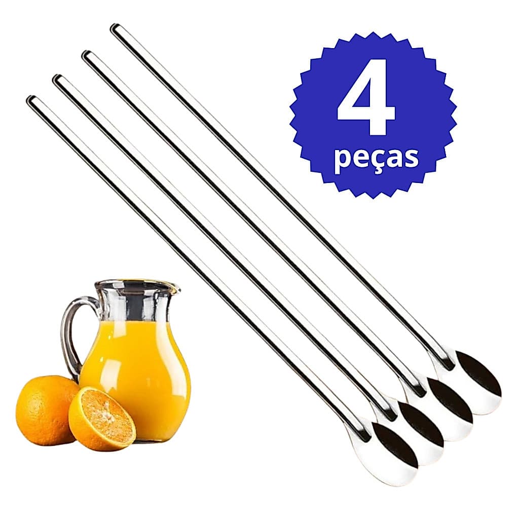 Colher Suco Bailarina Inox Cabo Grande Drink Caipirinha Barman