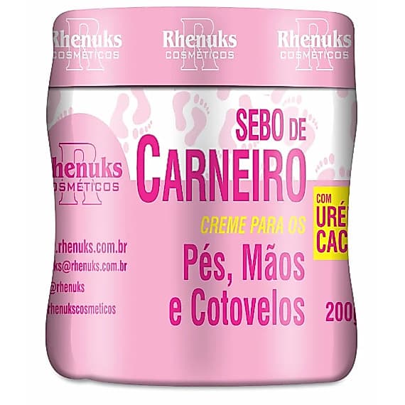 Creme Sebo de Carneiro Rhenuks 200g com Ureia e Extrato de Cacau Hidratação Intensa Para Pele Ressecada