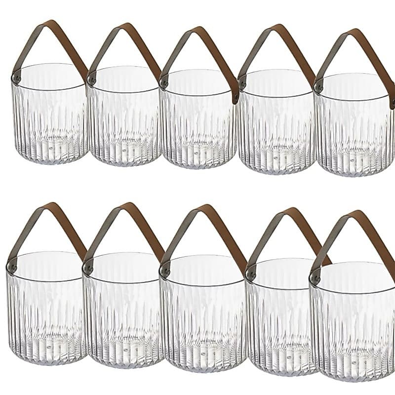 Kit Com 10 Balde Acrílico Multiuso de Gelo ou Vaso Floral com Alça Para Piquenique Mesa Decorativo