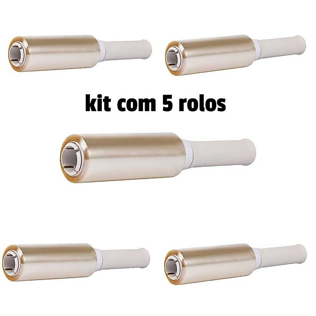 5 Rolo Fácil Plástico Filme Pvc 12cm X 140 metros (700 metros total)