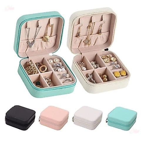 Porta Jóias Duplo Mini Portátil de Couro | Organizador Multifuncional para Bijuterias Lili
