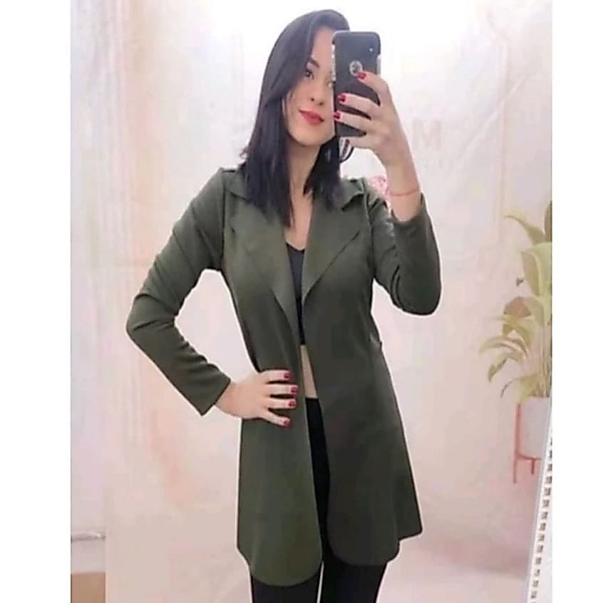 Blazer Neoprene Max Comprido Feminino Sobretudo Barato