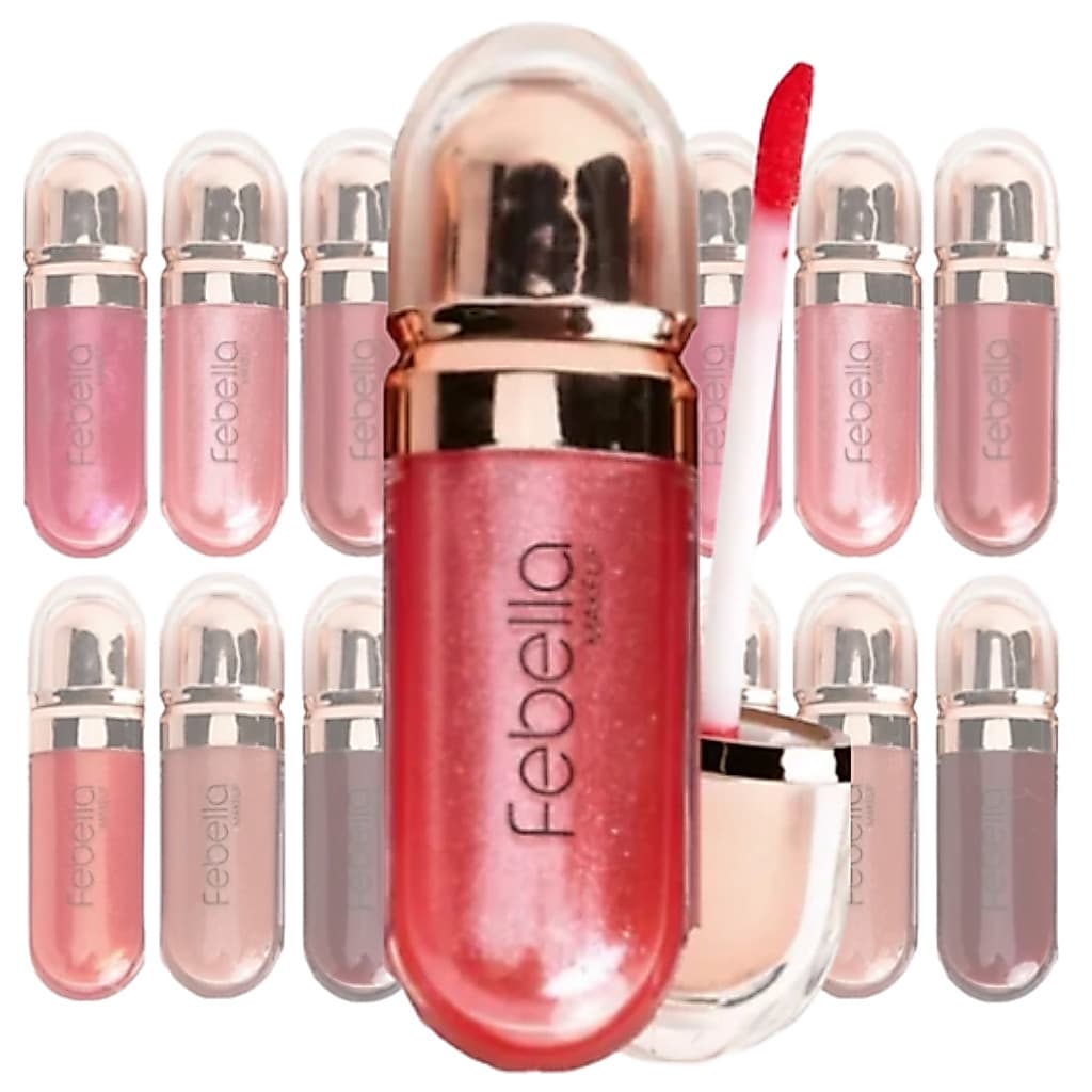 Lip Gloss Labial 3D Brilho e Hidratação Febella Make Up