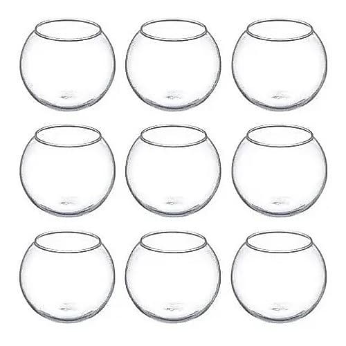 Kit 24 Mini Vaso Aquário Redondo De Vidro Castiçal 400ml