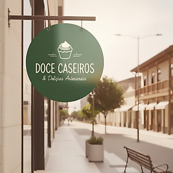 Placa Fachada Loja - Personalizada com Logo - Suporte de Ferro – Frente e Verso - Acm/Ps -  Redondo