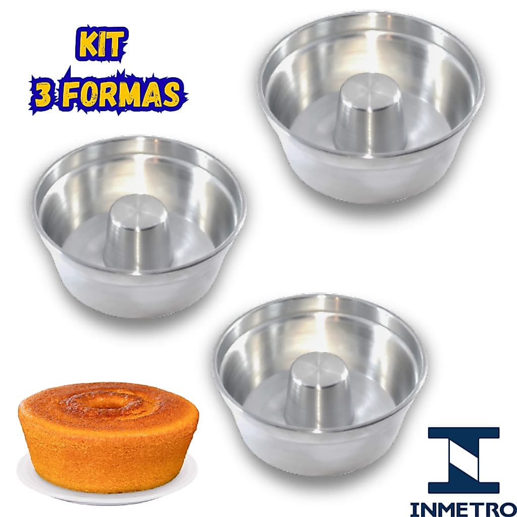 KIT Formas para Bolo com furo 14, 12, 10cm Torta Suíça Pudim bolo 10/12cm 12/14cm