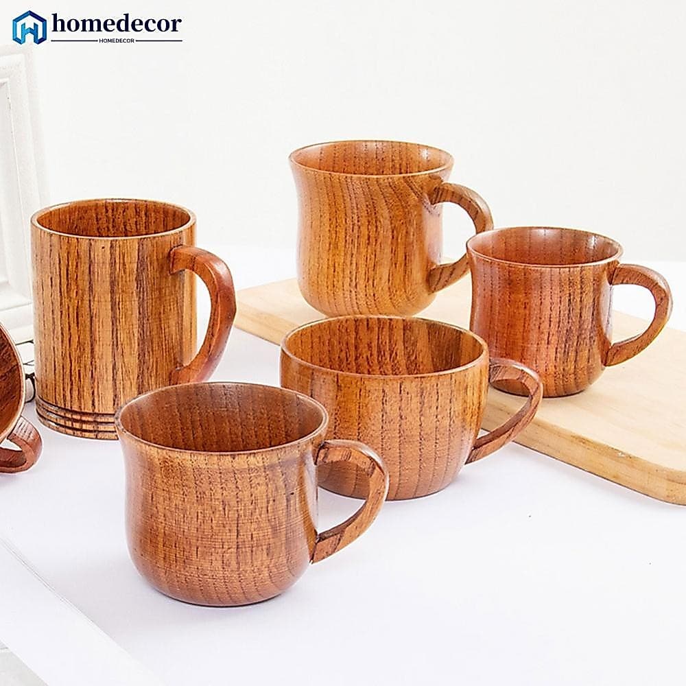 Sour Jujube Caneca De Madeira Feita À Mão Copo De Barriga Grande Canecas De Suco De Chá Copos De Bebida Com Cabo Bebidas