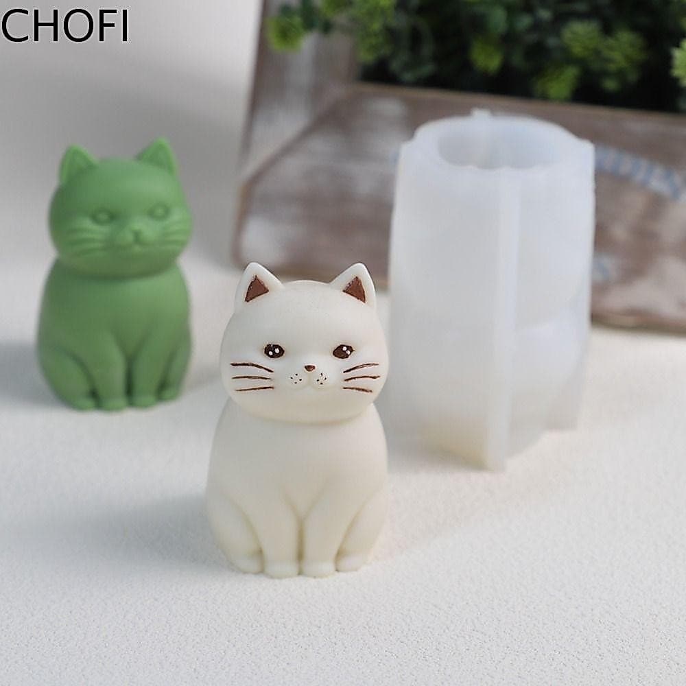 CHOFI Cat Molde De Silicone , Vela De Gato Sentado Bonito , Fragrância 3D Mini Sabonete Decoração De Casa