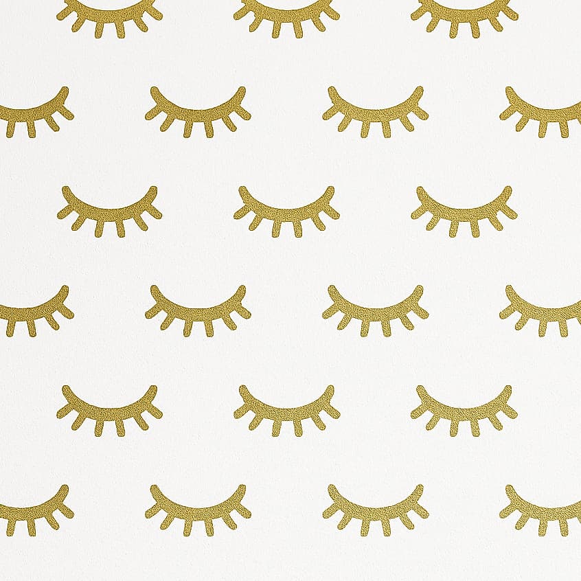 Adesivo de Parede Cílios Dourados 5cm – Decoração Clínica de Estética 100 unidades (50 pares)