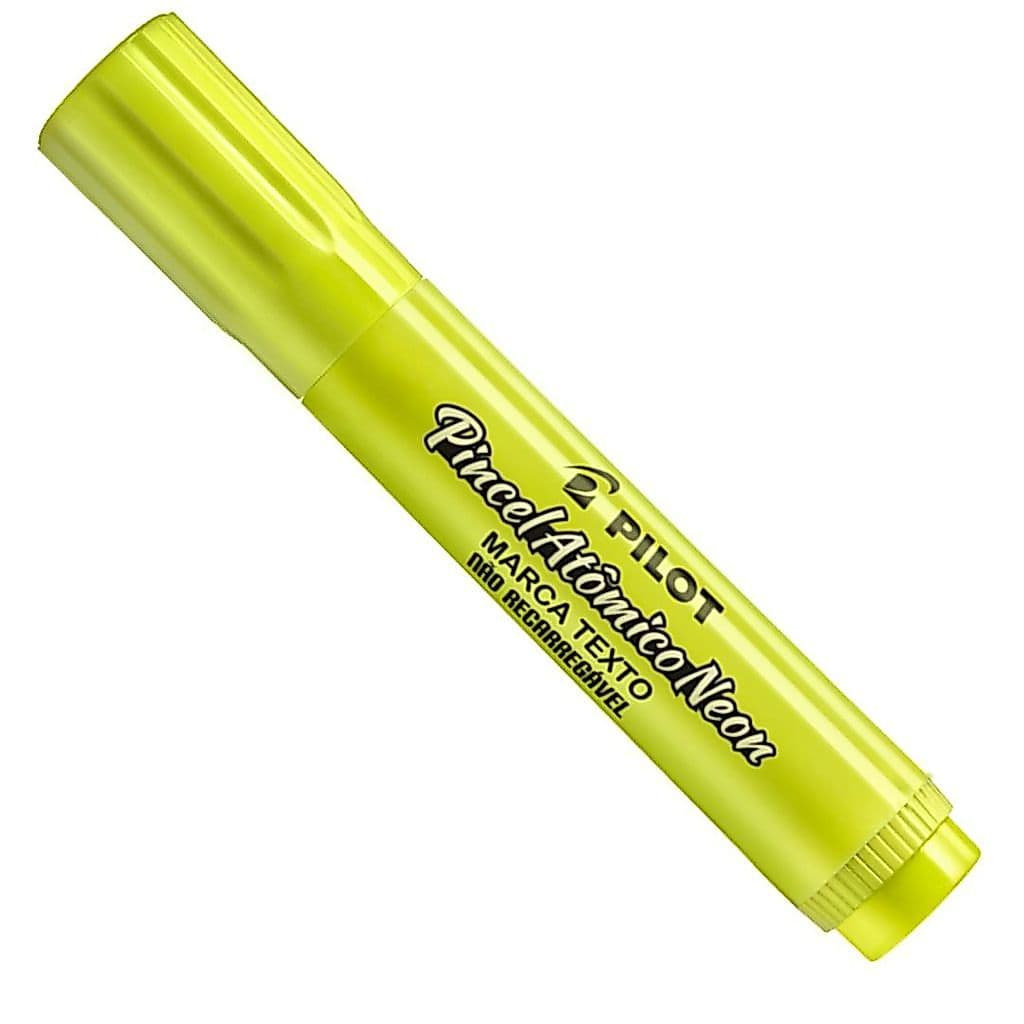 Marca-texto PILOT Pincel Atômico Neon Amarelo – Ponta Chanfrada Resistente