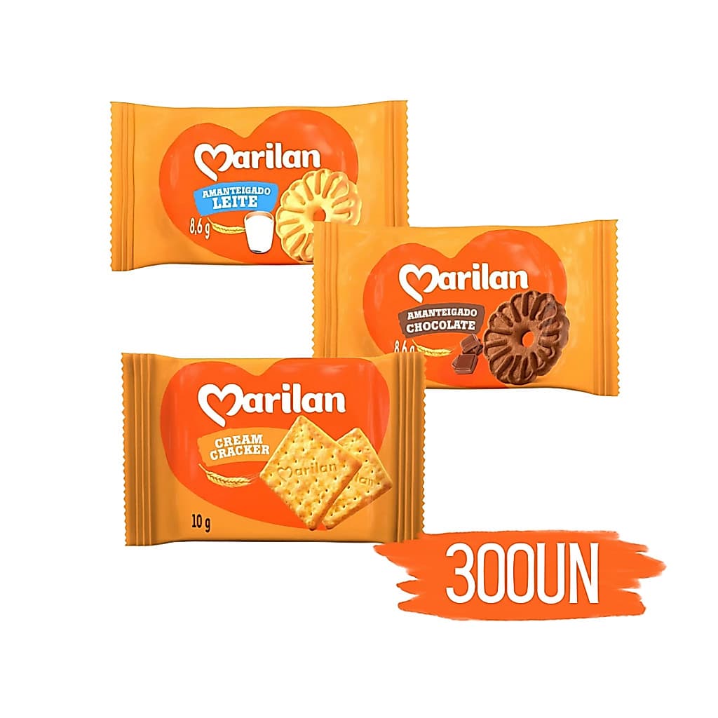 Biscoito Sachê Cracker Leite e Chocolate Marilan Bolacha 300un - Individual
