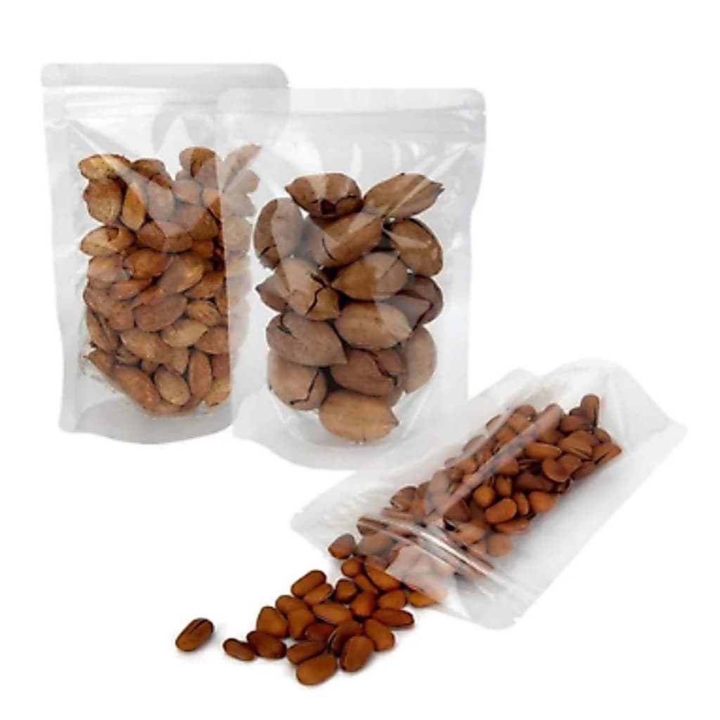 Saco Zip Hermetico Stand Up Pouch Transparente 12x19+4 Kit C/50 Unidades