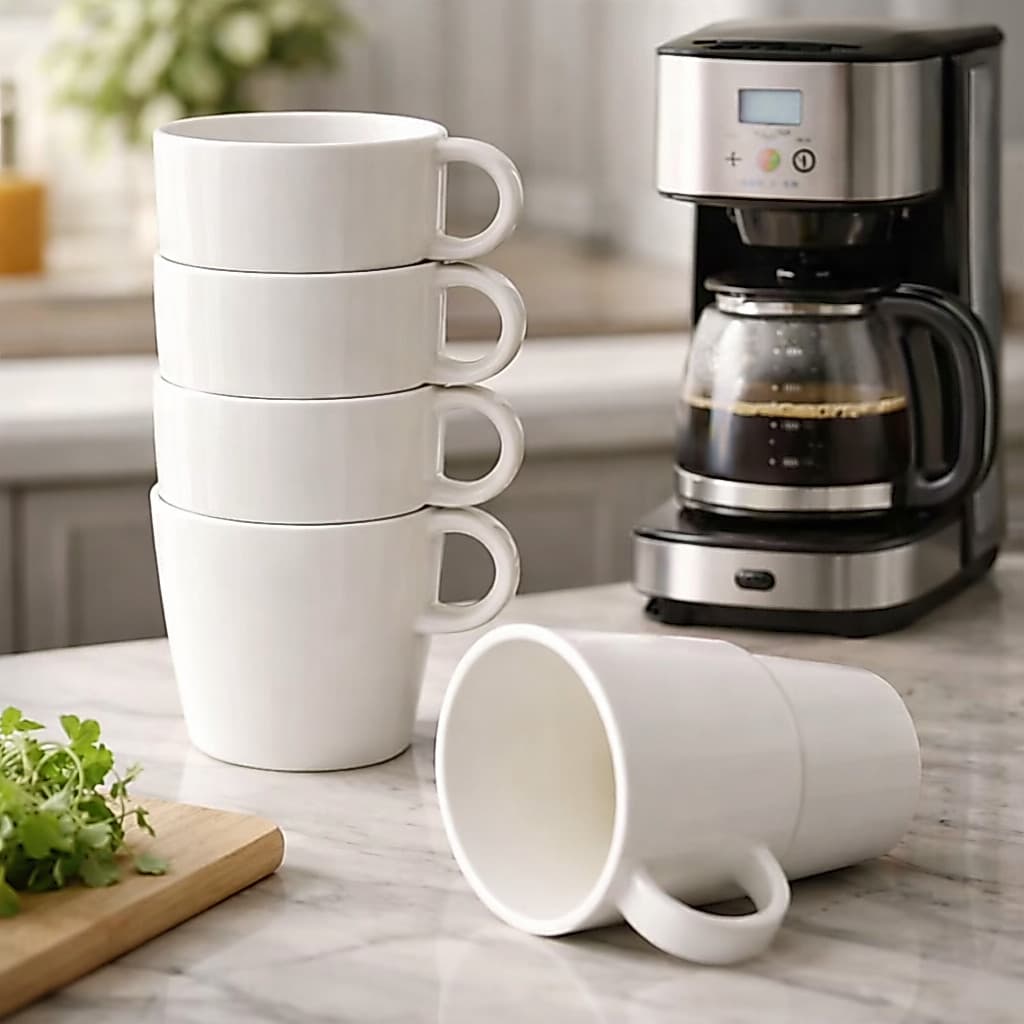 Kit 6 Xícara Caneca Inquebrável 345 ml de Plástico Reforçada para Café e Bebidas Quentes