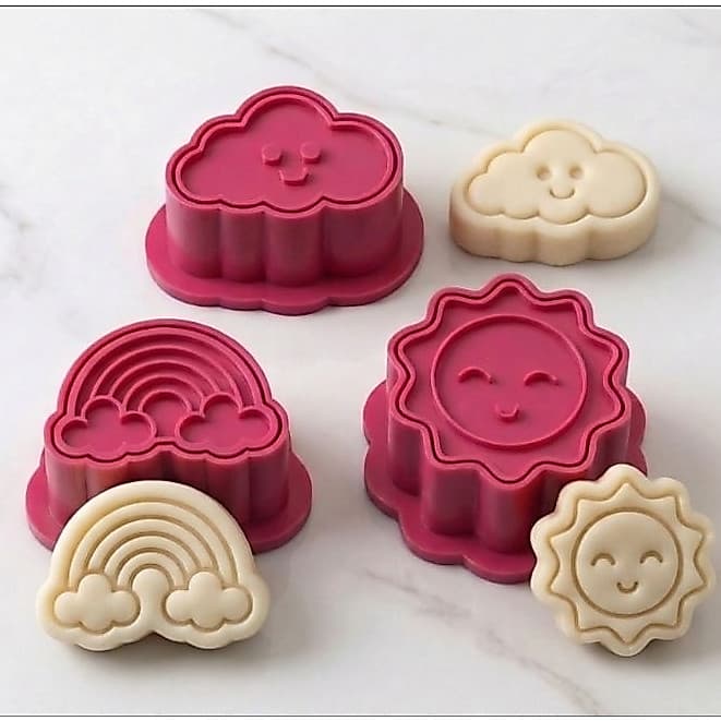 Ejetor e Modelador Para Modelar Massas, Doces eBrigadeiros | Ejetor Sol Nuvem Arco Íris Céu | Molde Para Doces de Festa