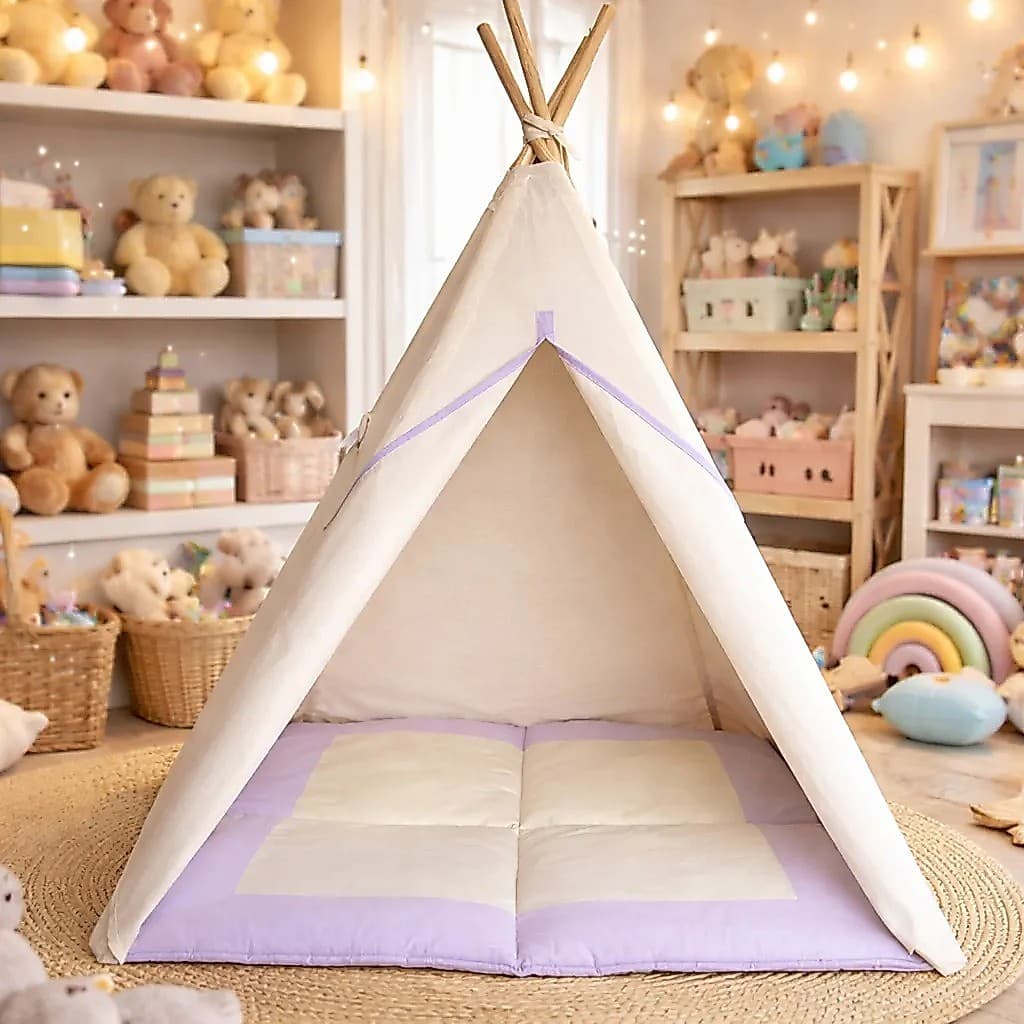 Barraca cabana infantil+tapete acolchoado 135x90x90cm