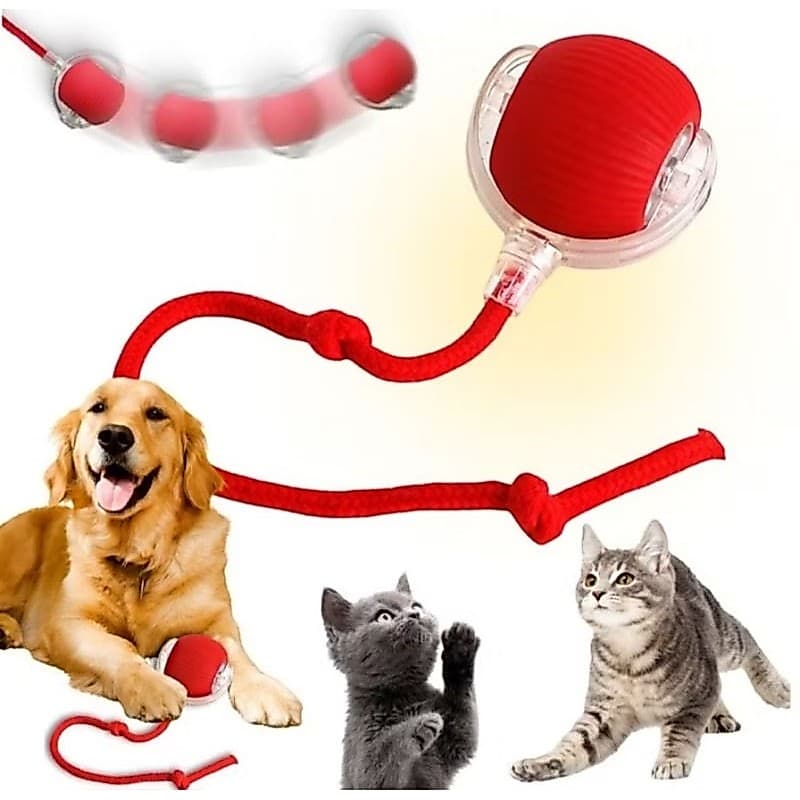 Brinquedo Inteligente Para Cães e Gatos, Interativa Automática, Bola De Rolamento Automática, Cauda Falsa, Recarregável