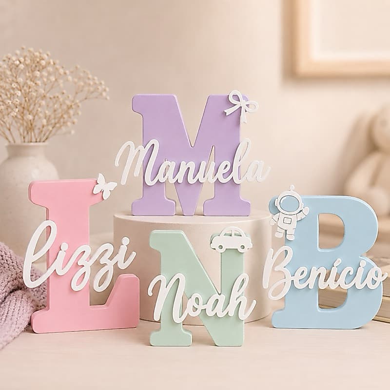 Letra Letreiro 3D Personalizada Nome Cursivo | Decoração Quarto Bebê Porta Maternidade Nicho | Presente