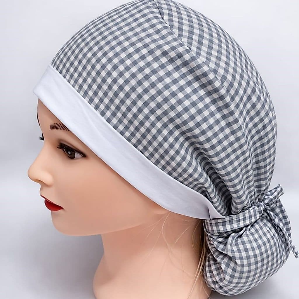 Touca cirúrgica gorro com porta coqu 100%algodão cabelo comprido
