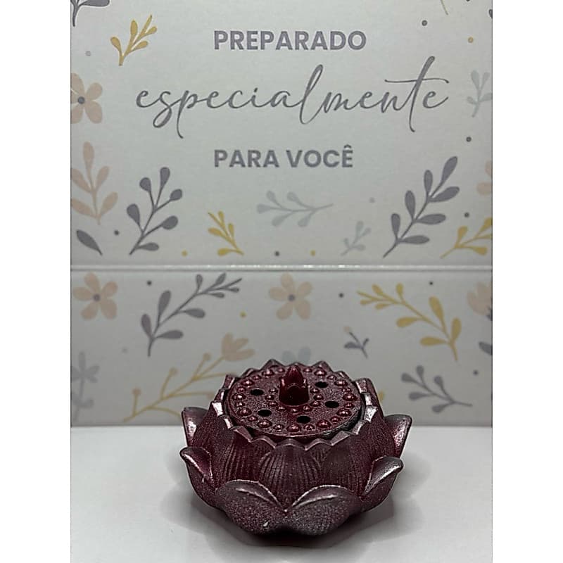Incensário Flor de Lótus com Tampa | Porta Incenso Artesanal | Decoração Zen e Aromática