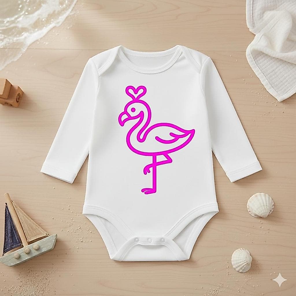 Body Bebê Infantil Proteção UV50+ Manga Longa Estampa De Flamingo