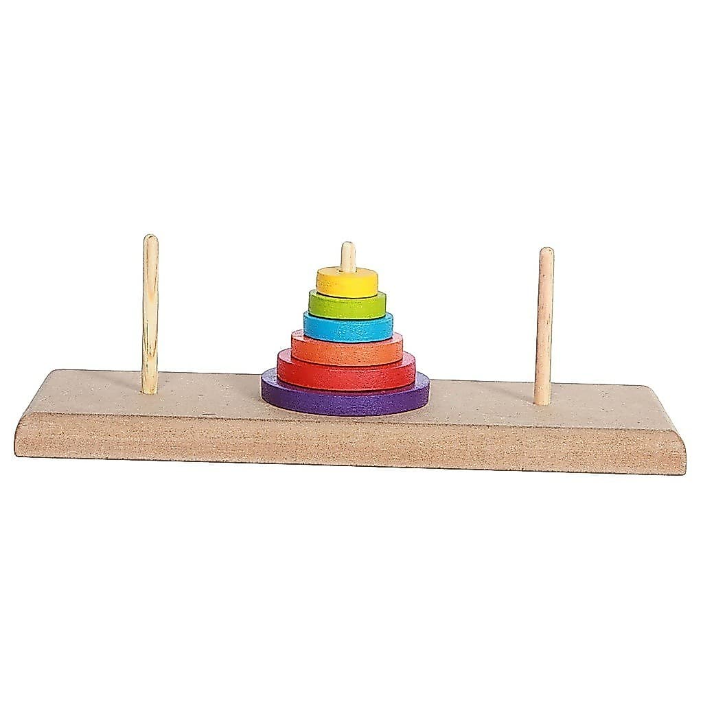 TORRE DE HANOI em Madeira e EVA Colorido Woodtoy Brinquedo Educativo brinquedos