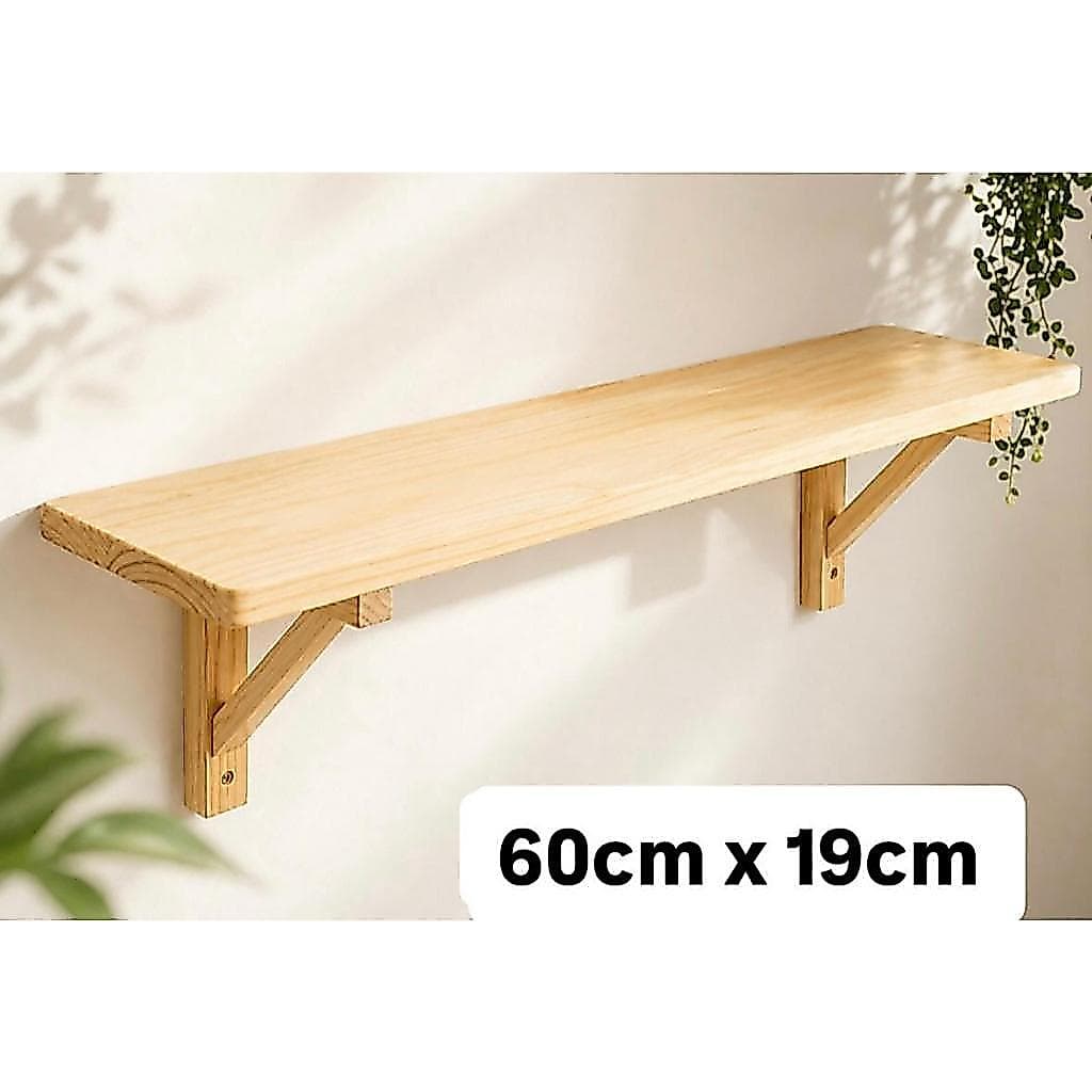 Prateleira em Pinus 60cm x 19cm  com Suporte 20x20