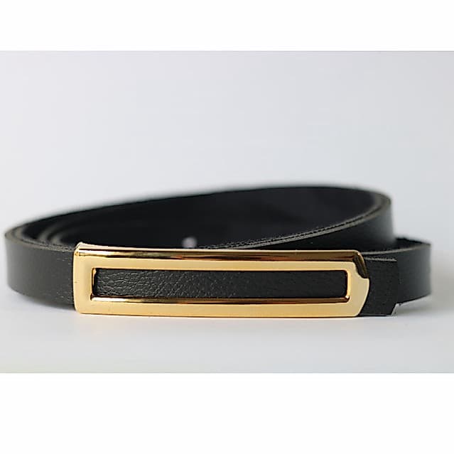 Cinto Fininho Fino Delicado da Moda Tendencia Fivela Retangular Dourada Social Minimalista Para Todas Ocasiões- Plus
