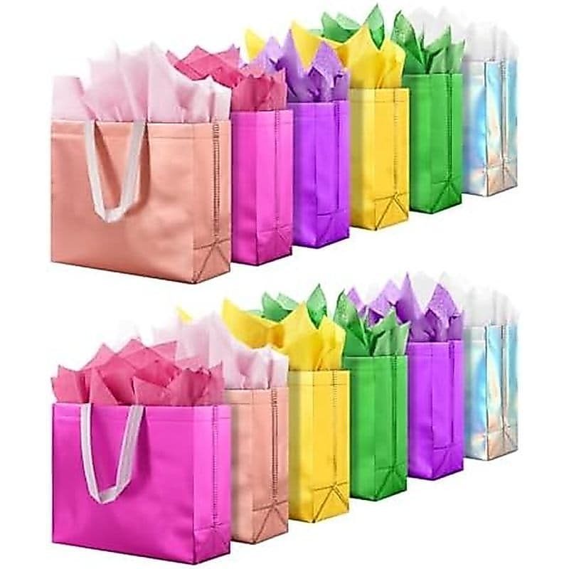 Sacos De Presente Lzerking Com Alças Pacote De 30 13x5x11 Pol . Inclui Reutilizáveis Coloridos De Papel De Seda Para Fes