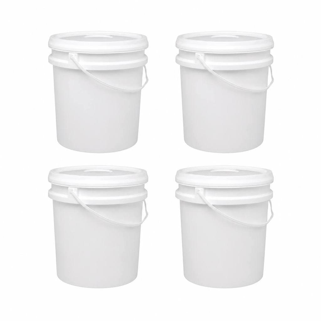 Kit Balde Alimentício Branco 4 unidades 16 Litros Material Virgem BPA free Ideal para Armazenamento de Alimentos Grãos