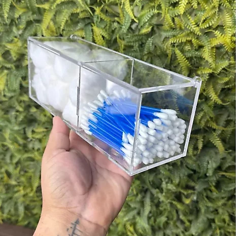 Porta Cotonete E Algodão Organizador Acrílico 4mm Com Tampa