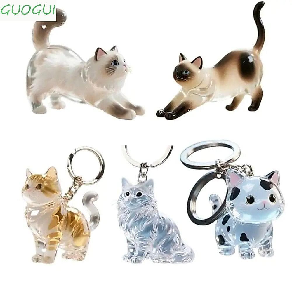 GUOGUI Caixa De Armazenamento De Pêlos De Gato , Chaveiro Acrílico Transparente Feito À Mão Para Cabelo Pingente Portáti