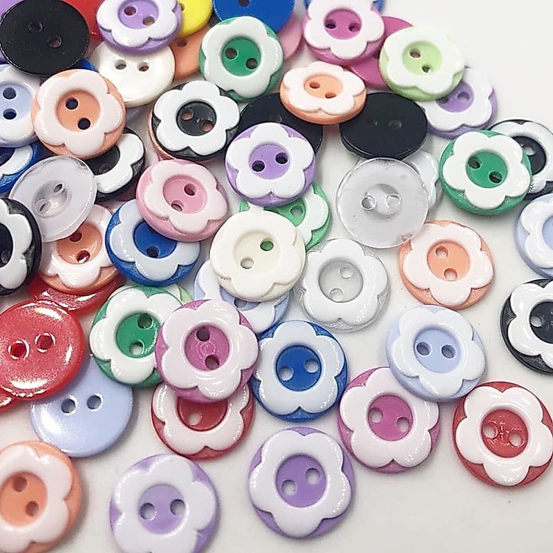 100 Peças 12mm Mix 2 Furos Redondos Botões De Plástico Para Costura Infantil Artesanato PT49