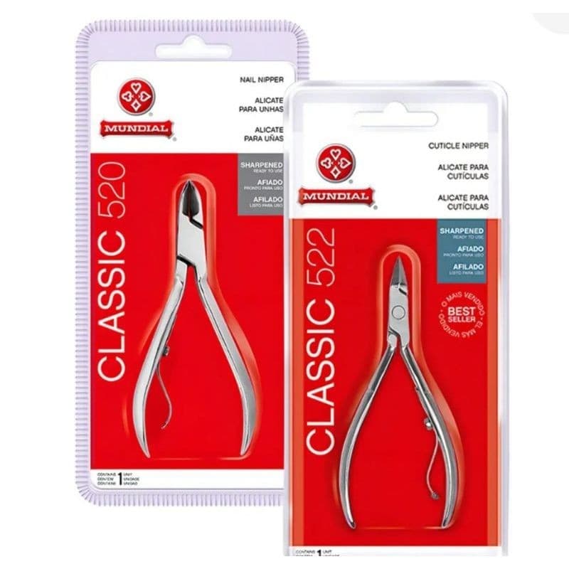Kit Alicate De Cutícula 522 + Alicate De Unhas 520 Mundial Alicates de Cutículas Cutilagem Unha Aço Manicure Pedicure