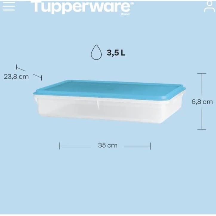 TUPPERWARE POTE REFRI BOX GELADEIRA ORIGINAL 1,4 LITROS TRANSPARENTE TAMPA AZUL