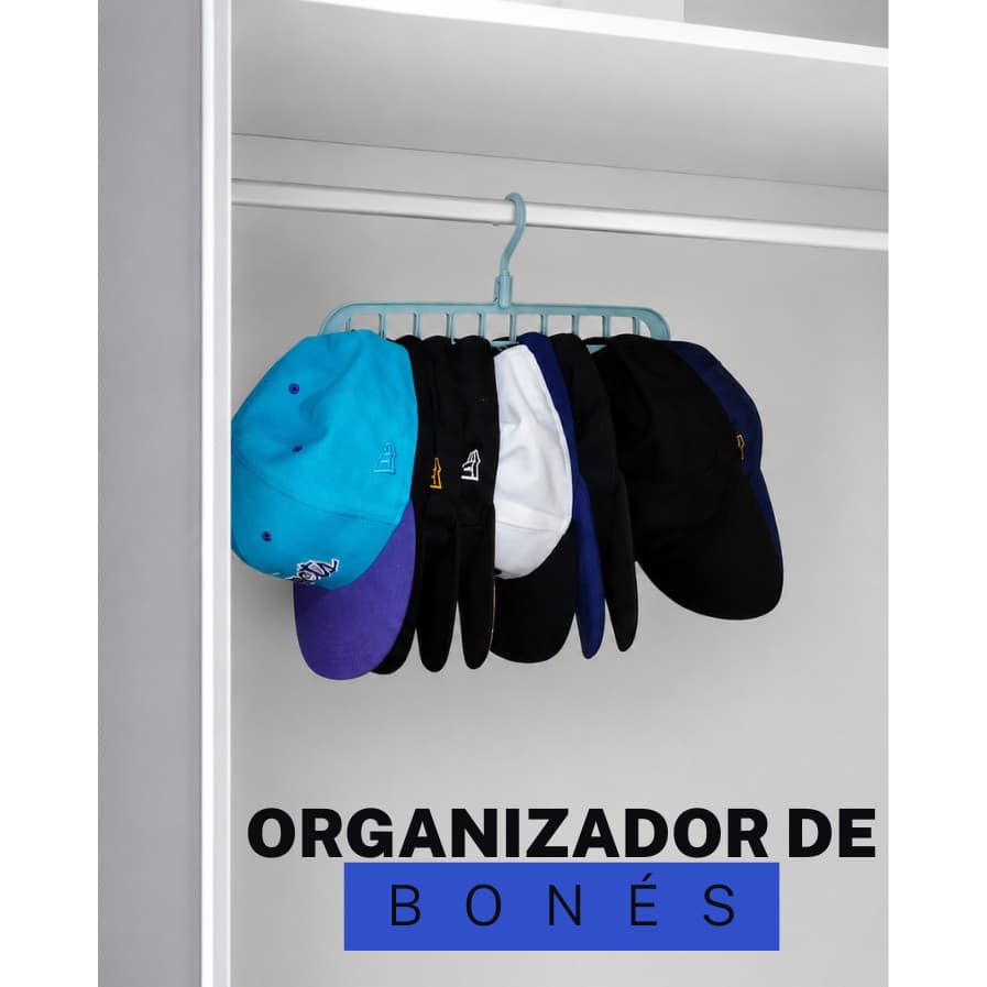 Cabide Organizador Bonés Até 9 Bonés Gancho Multifuncional Prático Resistente