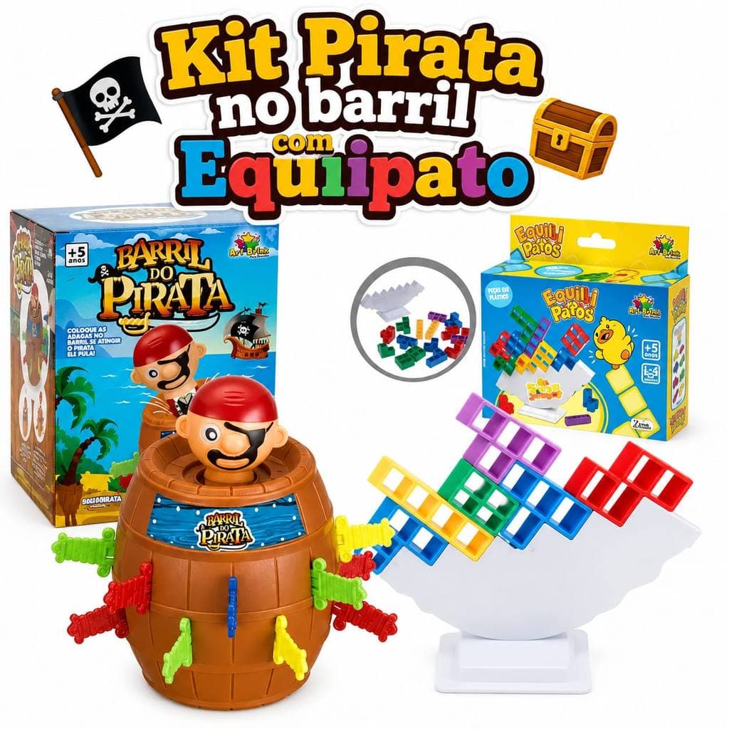 Kit 2 Jogos Pirata No Barril+ Mini Jogo Equilipatos(Divertidos E Interativos