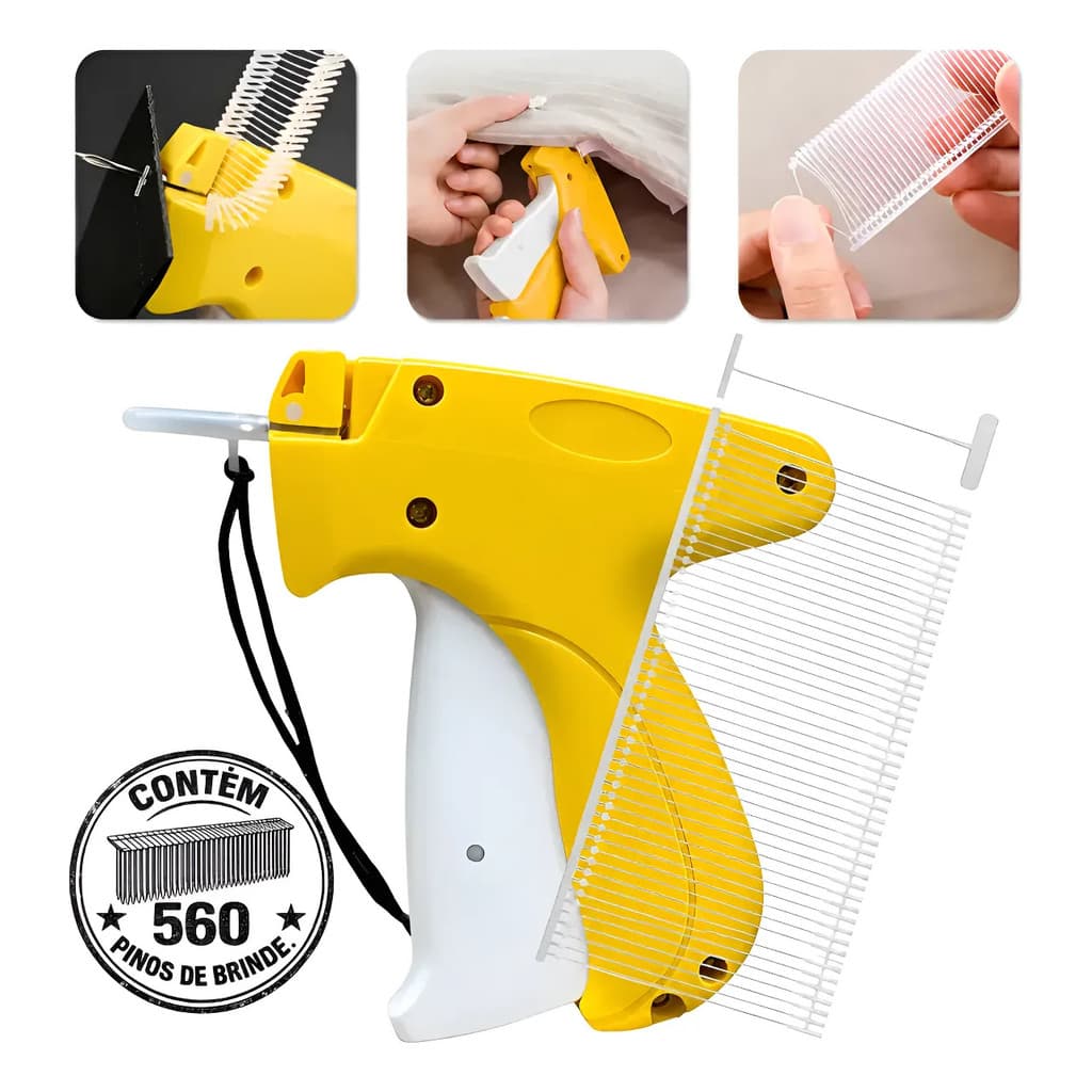 Aplicador de Tag Etiquetadora Roupas com 560 Pinos 40mm Ergonômico e Resistente para Confeções e Lojas